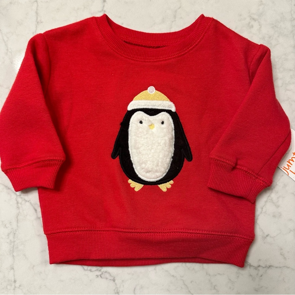 NWT Adorable fuzzy penguin sweatshirt - newborn